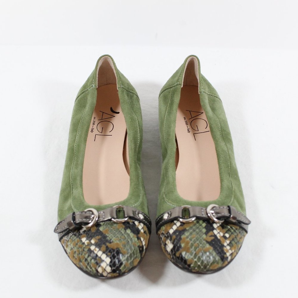 AGL Monika Cap Toe Ballet Flat - Green 36.5EU